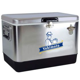 Yakimoto Ice Chest Beverage Beer Cooler Box With Bottle Opener, 51L/54Qt Stainless Steel Portable Insulated Ice Bucket, Sturdy And Leak-proof