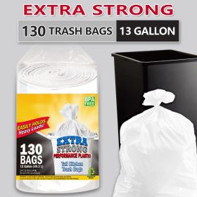 130 Bags 13 Gallon Expandable Heavy-Duty Plastic Multipurpose Disposable Garbage Bags-Super Strong, Leak-Resistant, And Odor-Proof For Bedroom