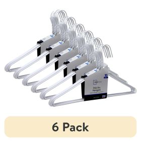 (6 pack) Drip Dry Wire Clothing Hangers, 10 Pack, Adult, White, Plastic Coated