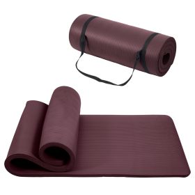 Only Supports Self Pickup  Yoga Mat, One Inch Thickened High-density Practice Mat, Tear-resistant Practice Yoga Mat With Straps, Suitable For All (Option: Deep Wine)