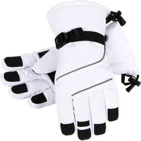 Only Supports Self Pickup  Men's Ski Gloves Waterproof Insulated Snow Gloves With Touch Screen (Option: White Small)